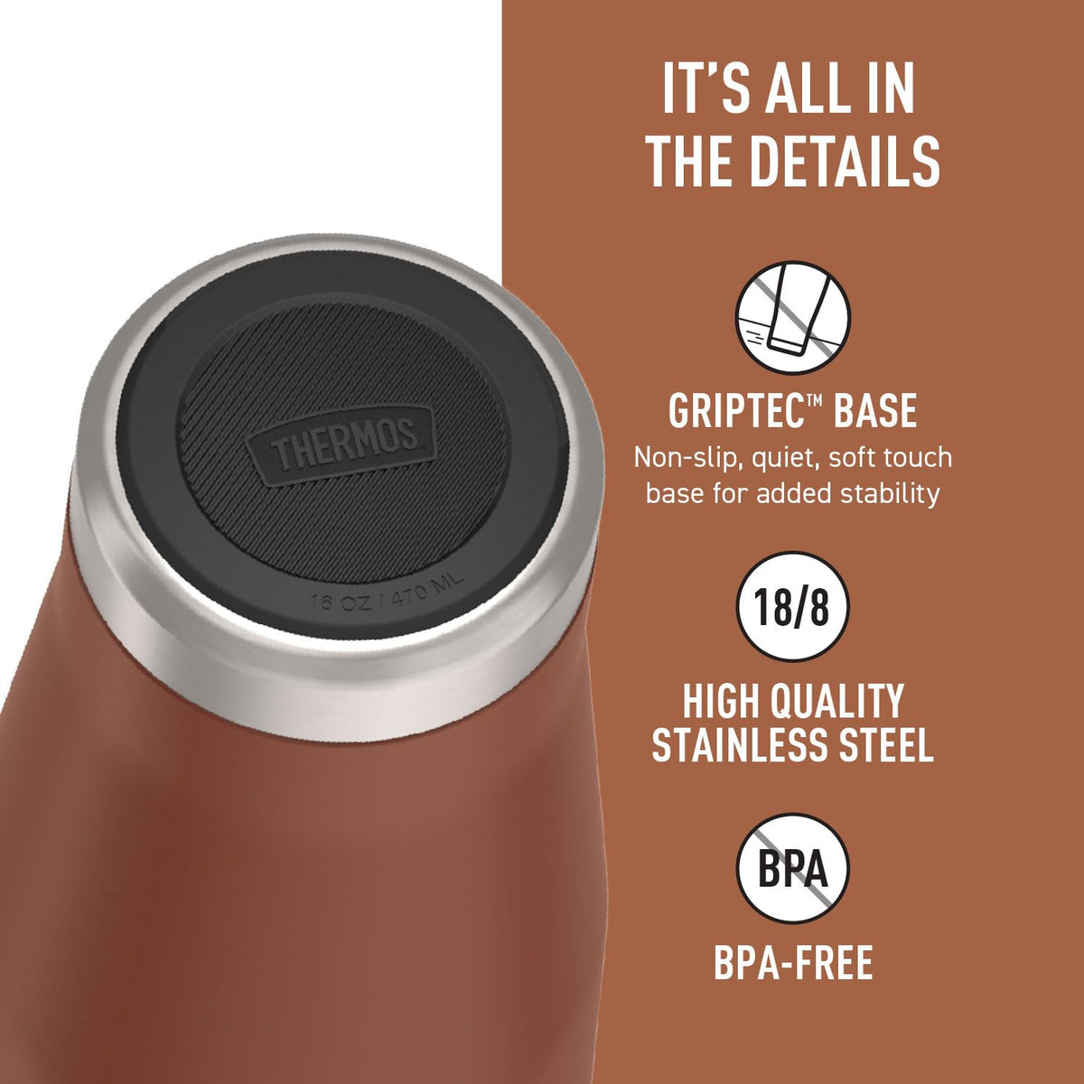 THERMOS ICON Series 16oz Stainless Steel Mug, Saddle