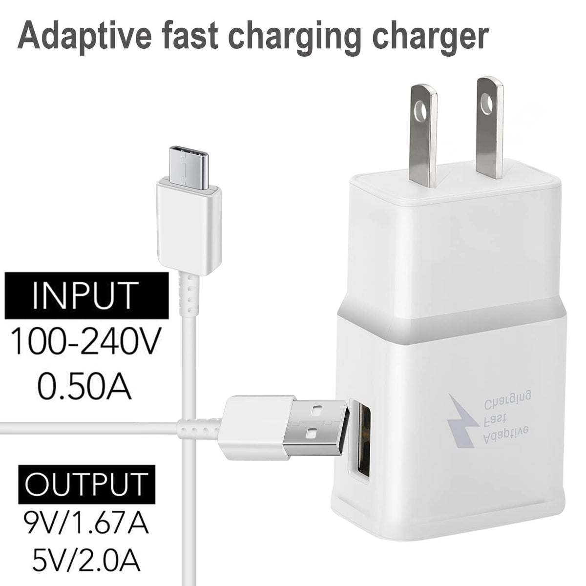 Powersky Fast Charger for Samsung with USB Type C Cable, 2 Pack