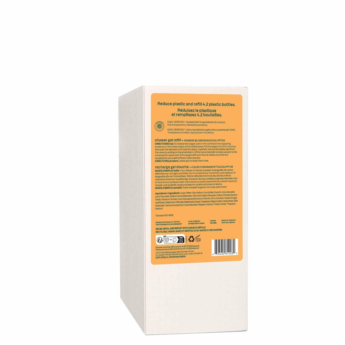 ATTITUDE Body Wash Refill, Orange Blossom & Eucalyptus, 2 L