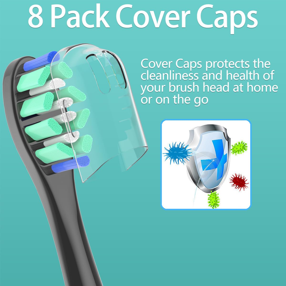 Replacement Brush Heads for Philips Sonicare, 8 White and 8 Black