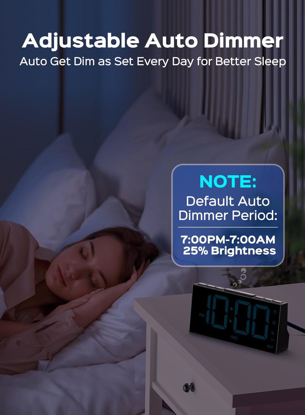 Goloza Digital Alarm Clock with 4-Level Brightness, Dual Alarms
