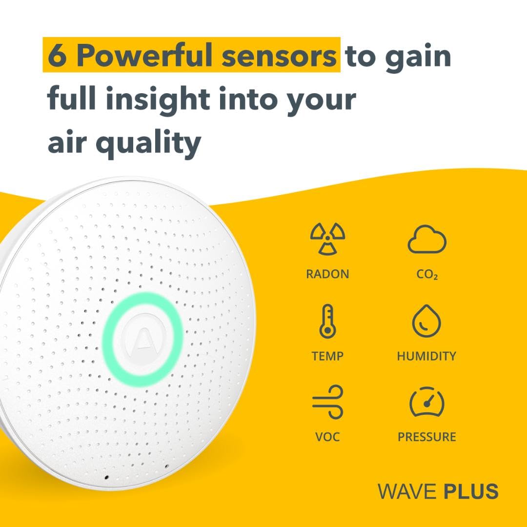 Airthings Wave Plus Indoor Air Quality Monitor with Radon Detection