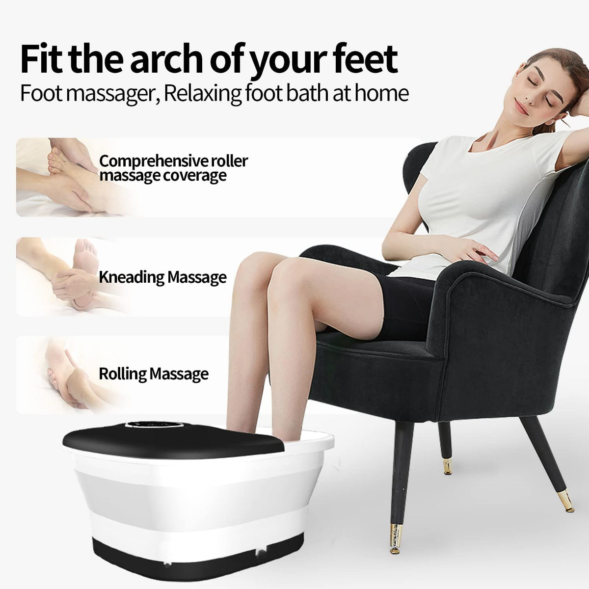 Collapsible Foot Spa Bath with Heat, Bubbles and Remote Control