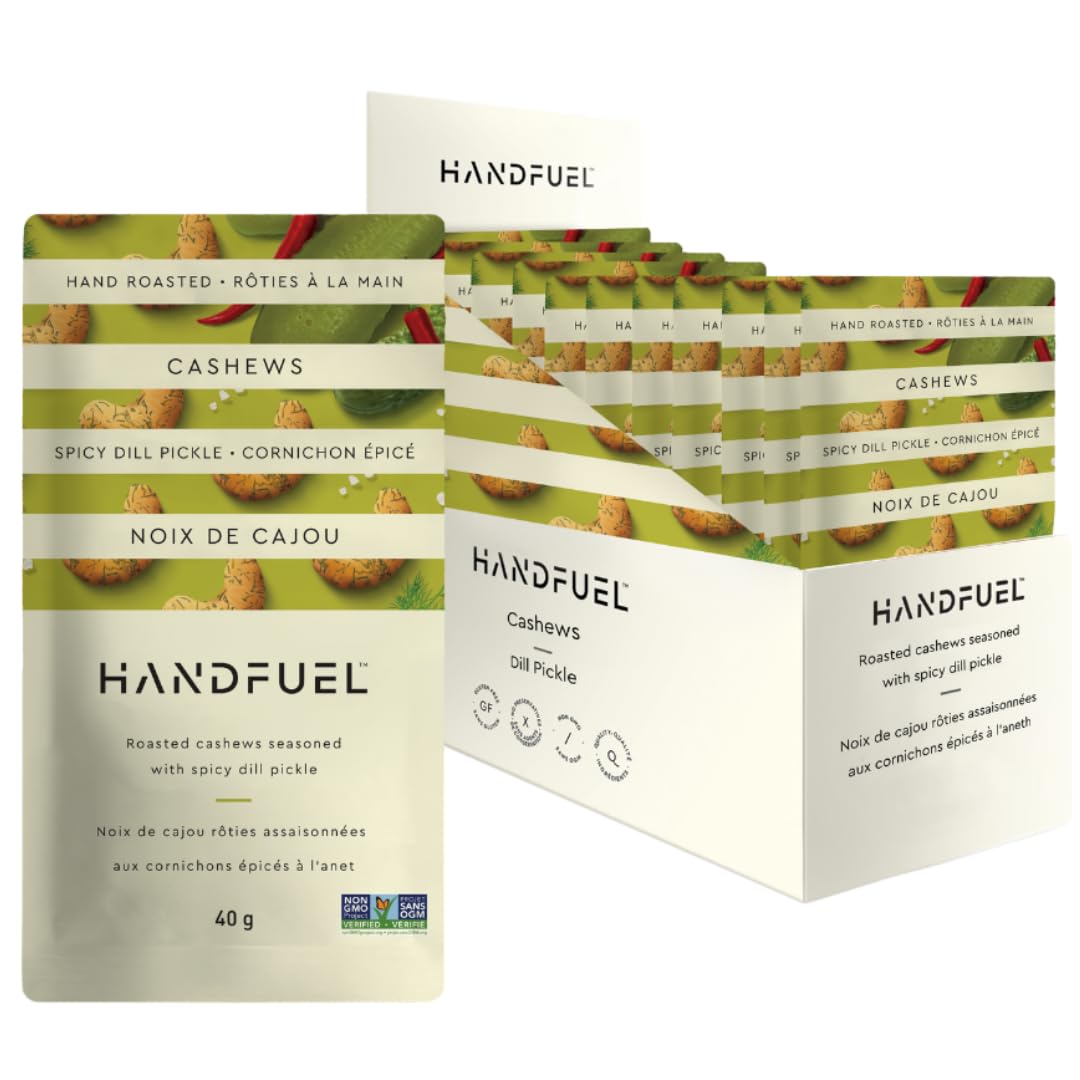Handfuel Spicy Dill Pickle Cashews, Gluten Free, 40g x 12