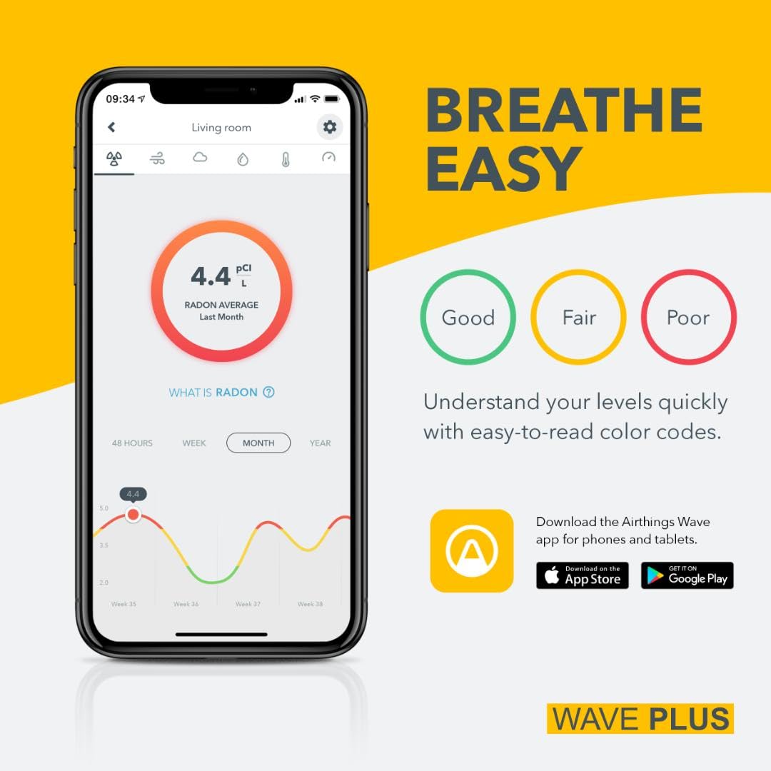 Airthings Wave Plus Indoor Air Quality Monitor with Radon Detection