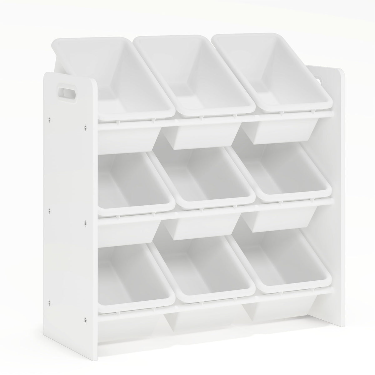 Lennox Furniture Toys Storage Organizer, 9 Plastic Bins, White