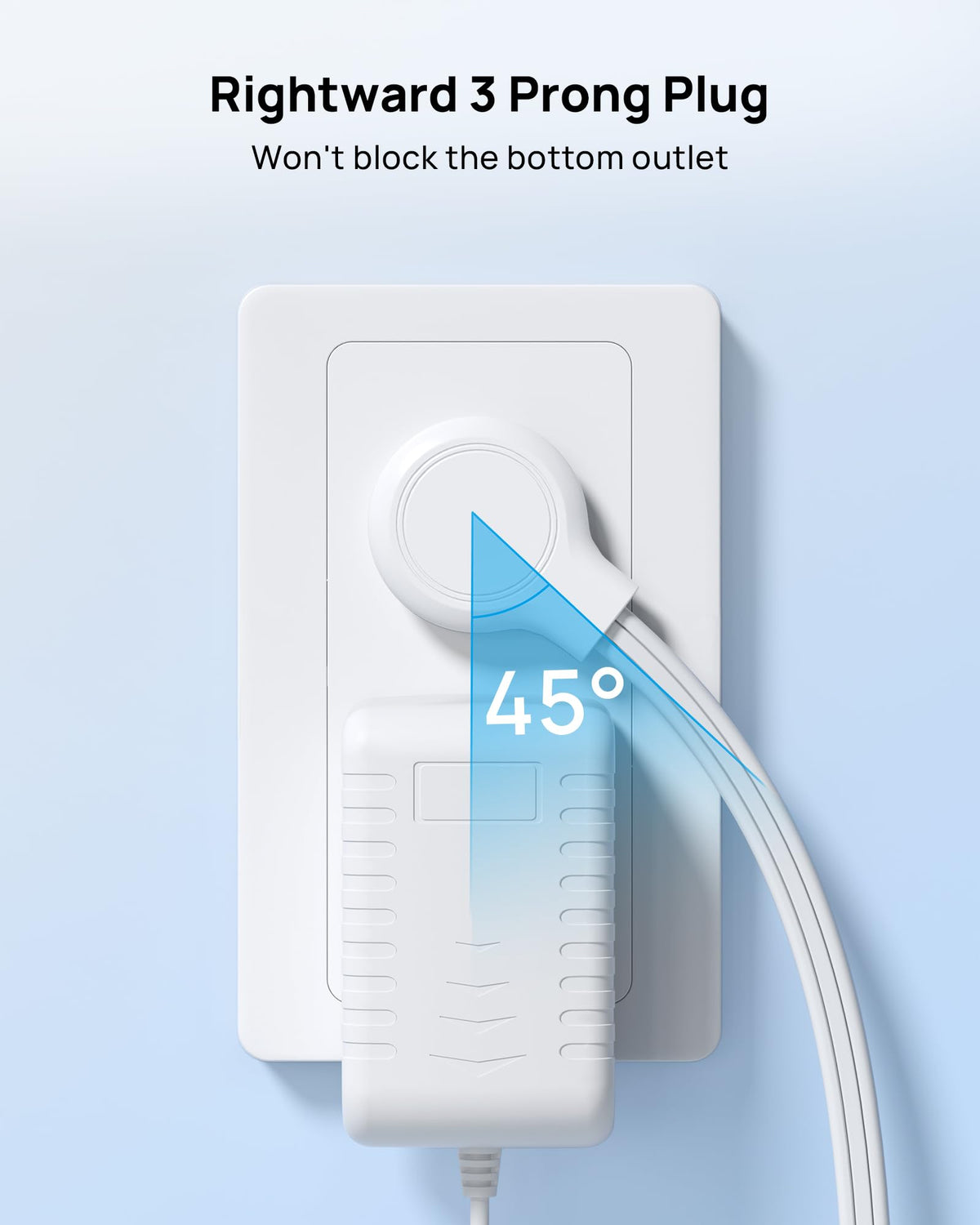 TROND 6 ft Flat Extension Cord with 3 Outlets, White