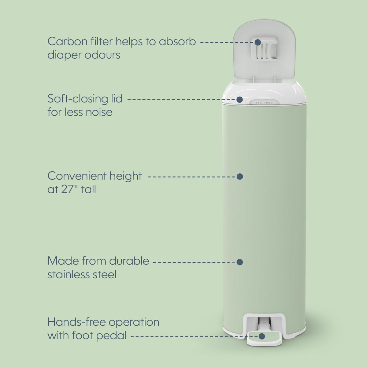 Diaper Genie Platinum Pail with Easy Roll Refill, 18 Bags