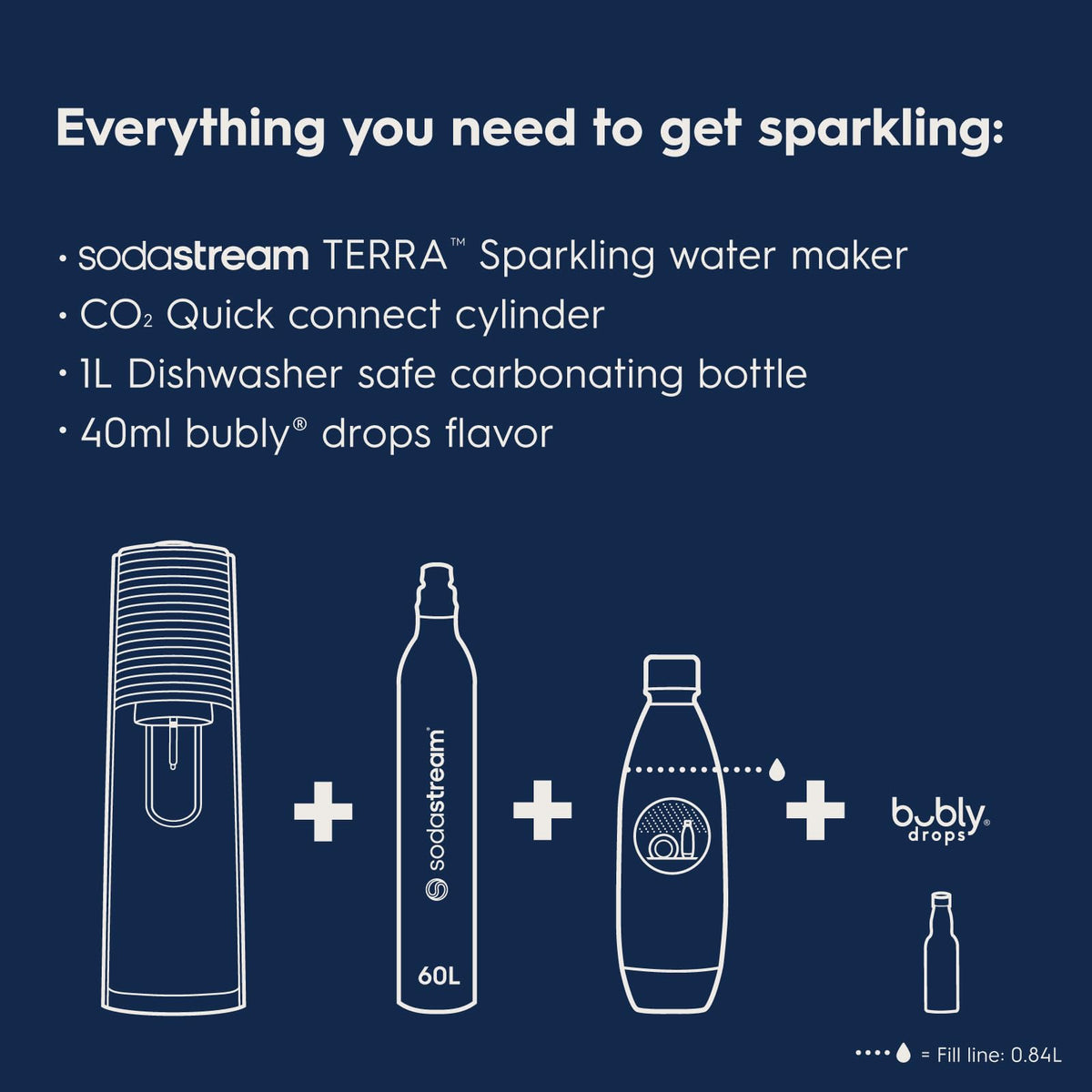 SodaStream Terra Sparkling Water Maker with CO2 Cylinder, Black