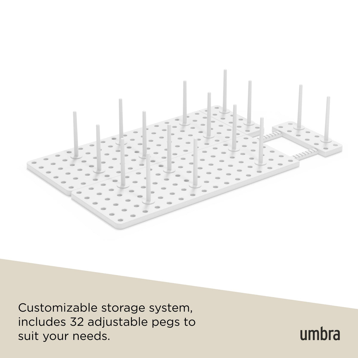 Umbra Peggy Kitchen Drawer Organizer Tray, Adjustable, White