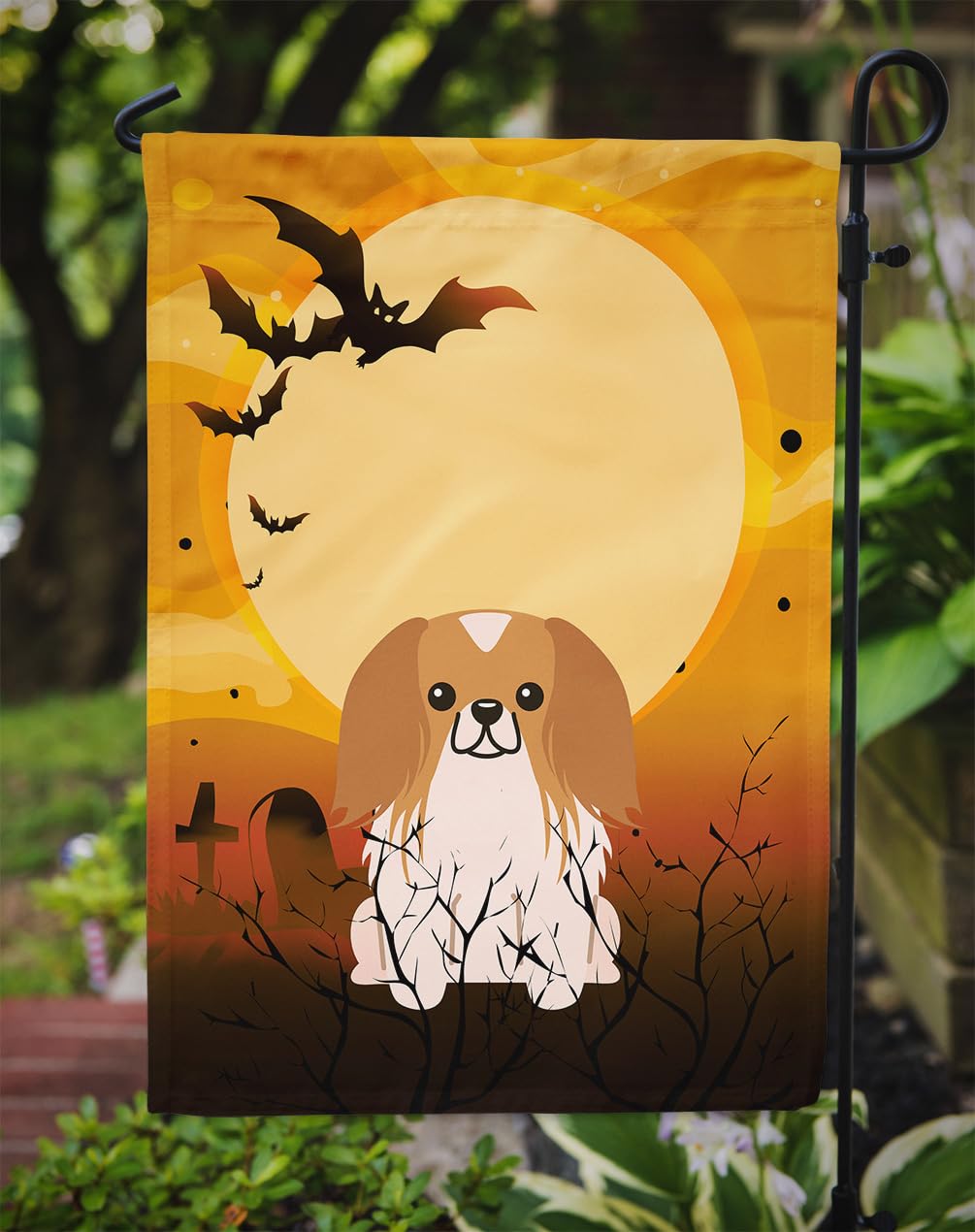 Caroline's Treasures BB4369GF Halloween Pekingnese Red White Flag Garden Size