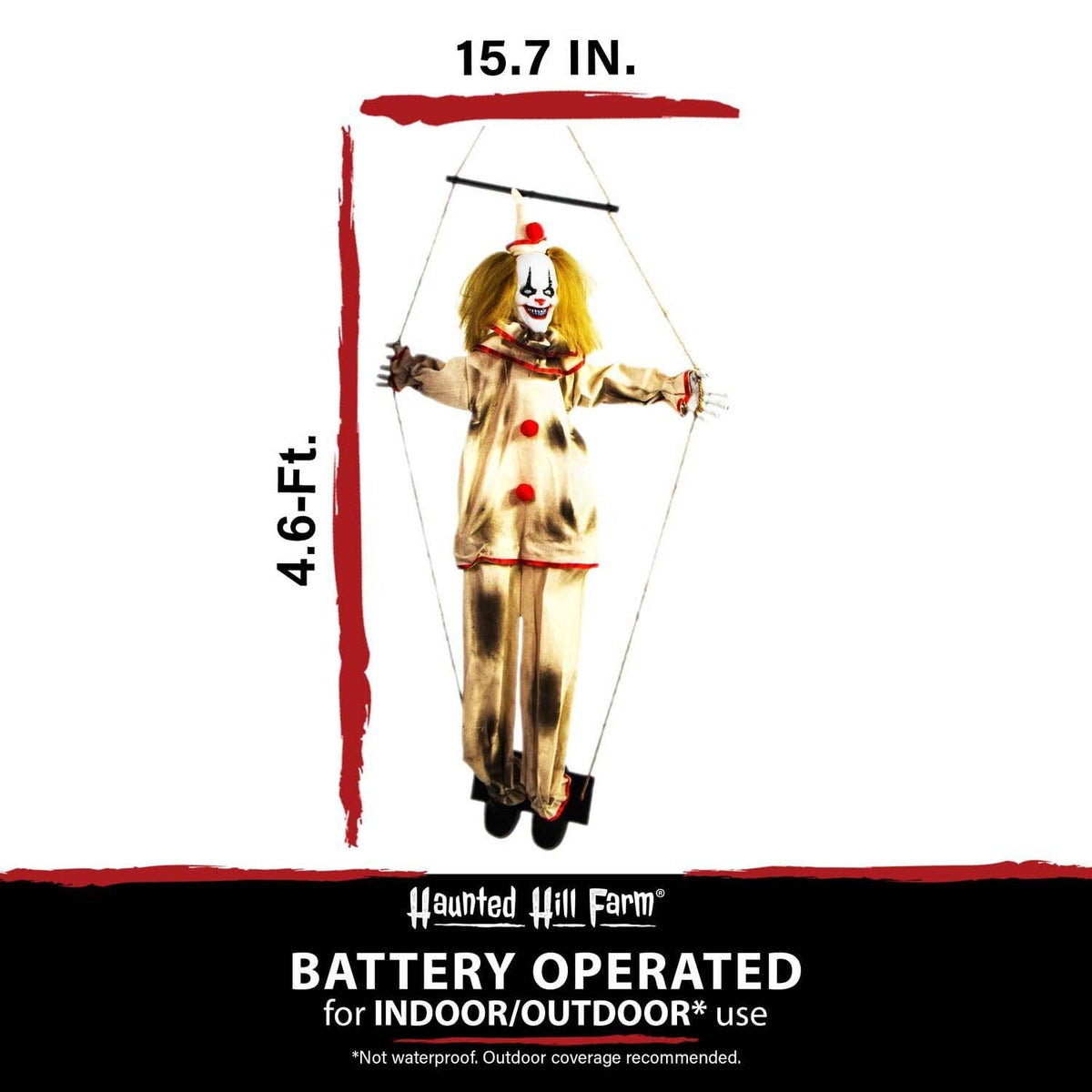 Haunted Hill Farm Smalls Animated Swinging Clown, 55 In