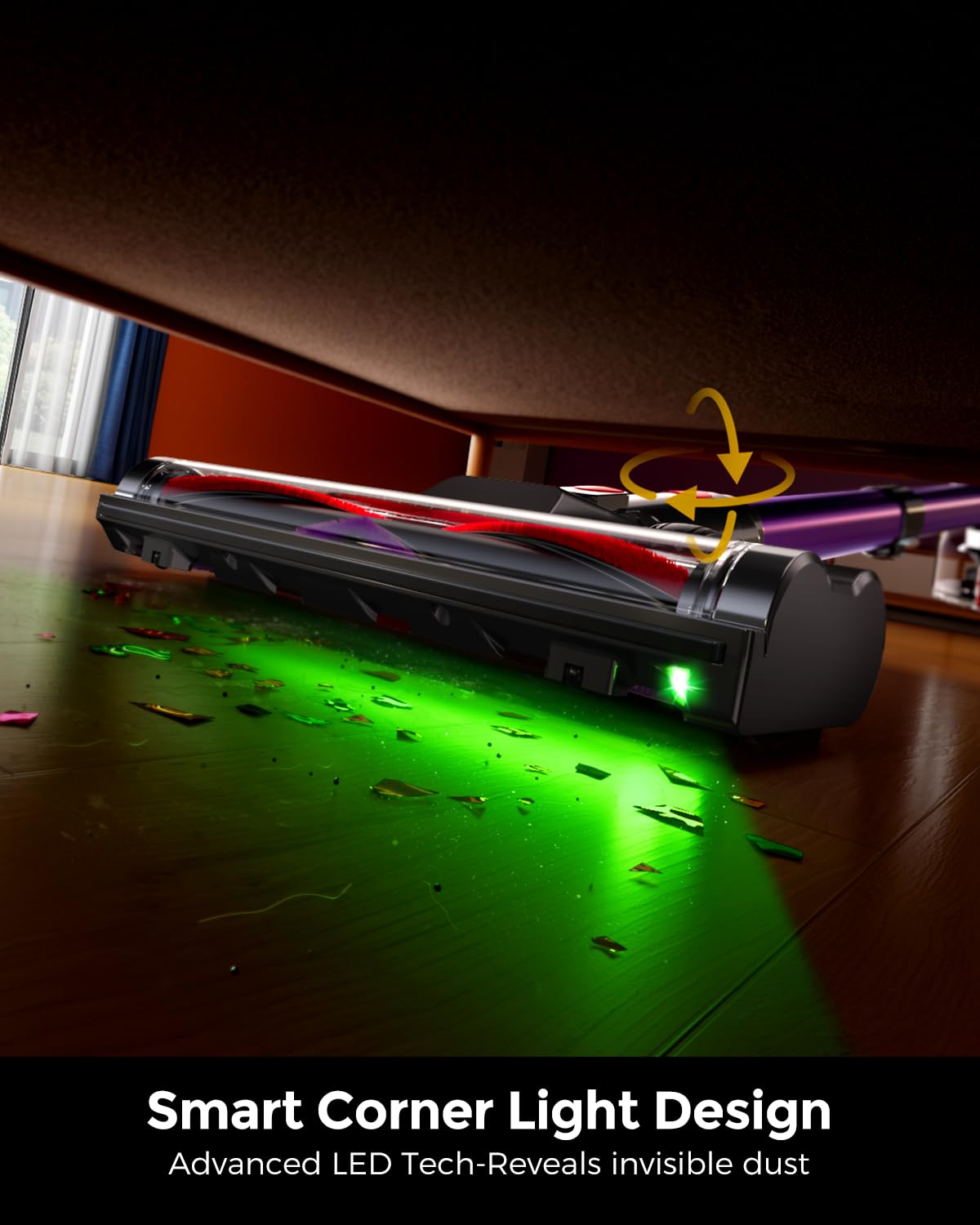 Cordless Stick Vacuum Cleaner with LED Light, 1.6 L Dust Cup