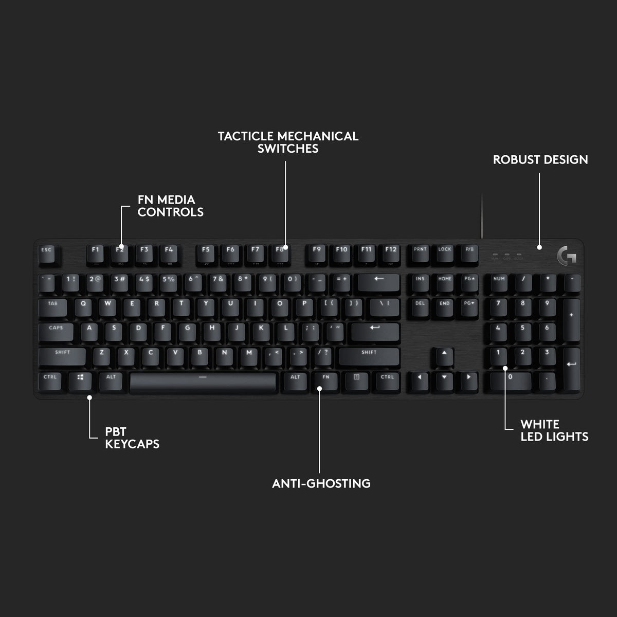 Logitech G413 SE Full-Size Mechanical Gaming Keyboard, Black