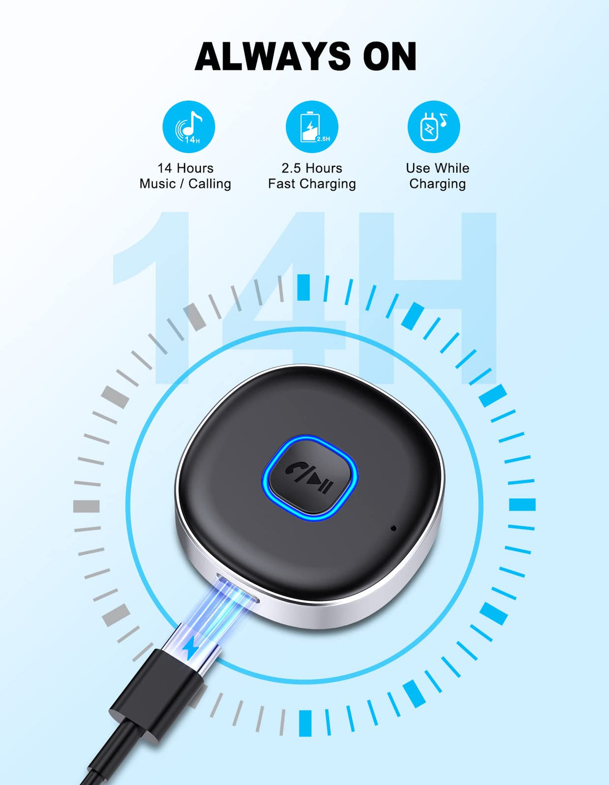 WOCBUY Bluetooth Adapter for Car, 3.5 mm AUX, Bluetooth 5.0