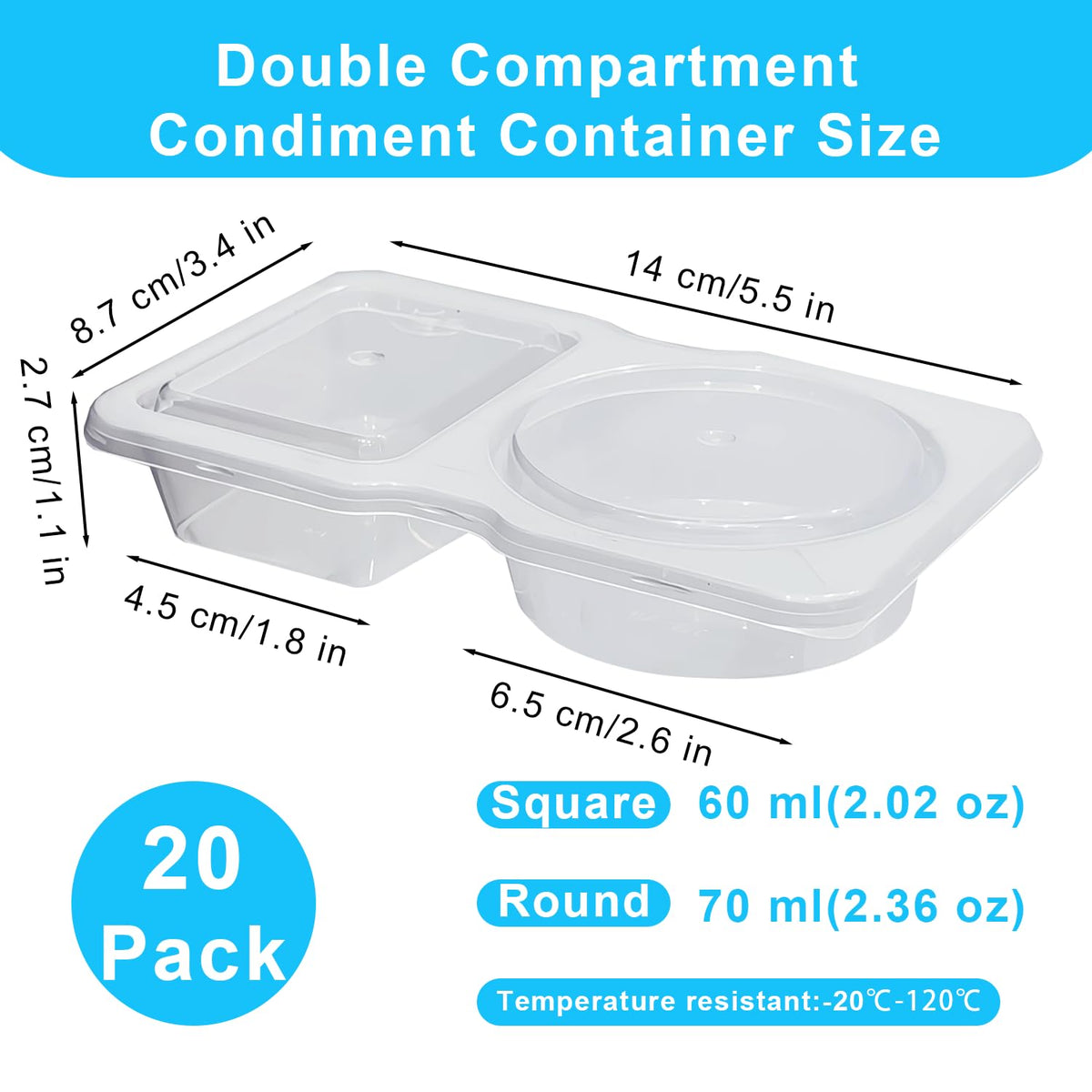 Pure Future Two-Compartment Snack Containers, 20-Pack