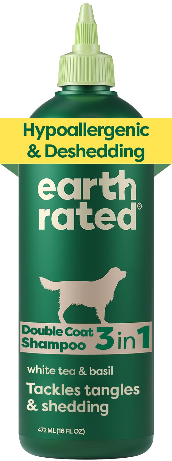 Earth Rated 3-in-1 Deshedding Dog Shampoo, White Tea & Basil, 473 ml