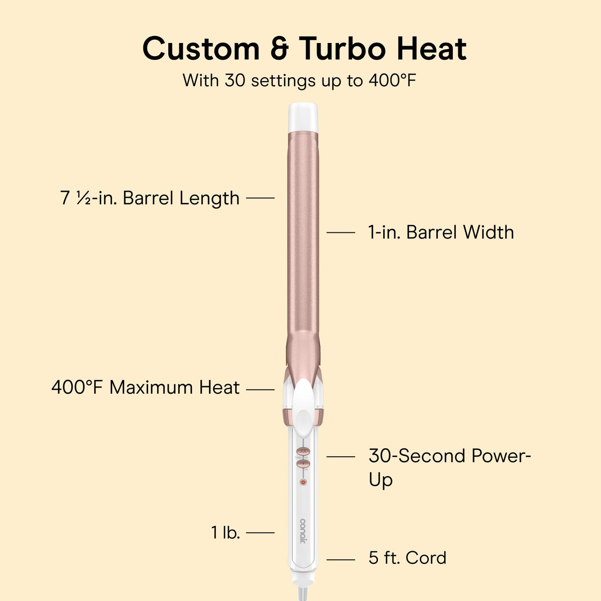 Conair Double Ceramic Long Barrel Curling Iron, 1 in