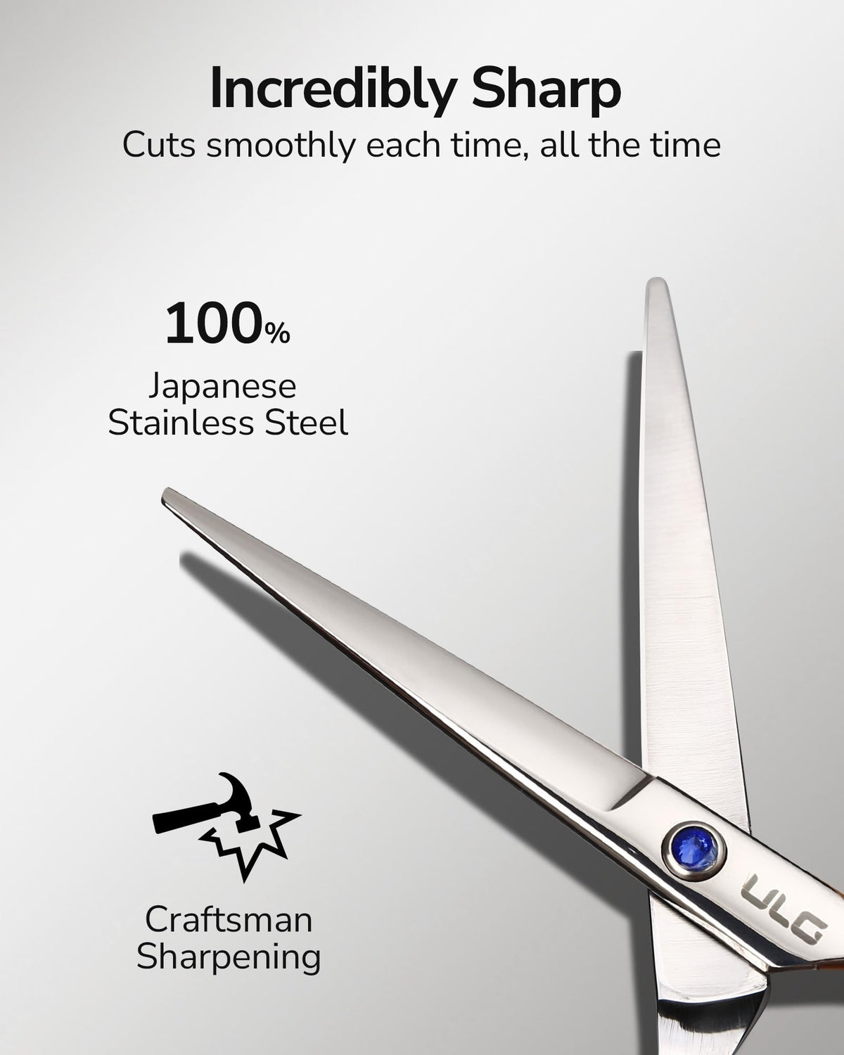 ULG Professional Hair Cutting Scissors, 6.5 inch, Right-Hand, Blue