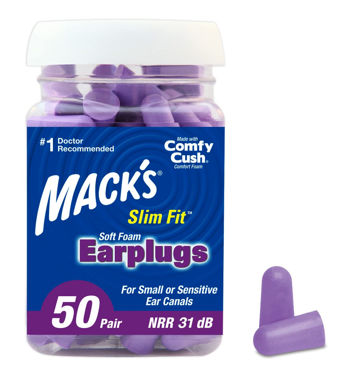 Mack's Slim Fit Soft Foam Earplugs, Small, 50 Pairs