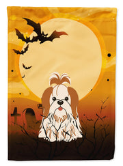 Caroline's Treasures BB4353GF Halloween Shih Tzu Red White Flag Garden Size