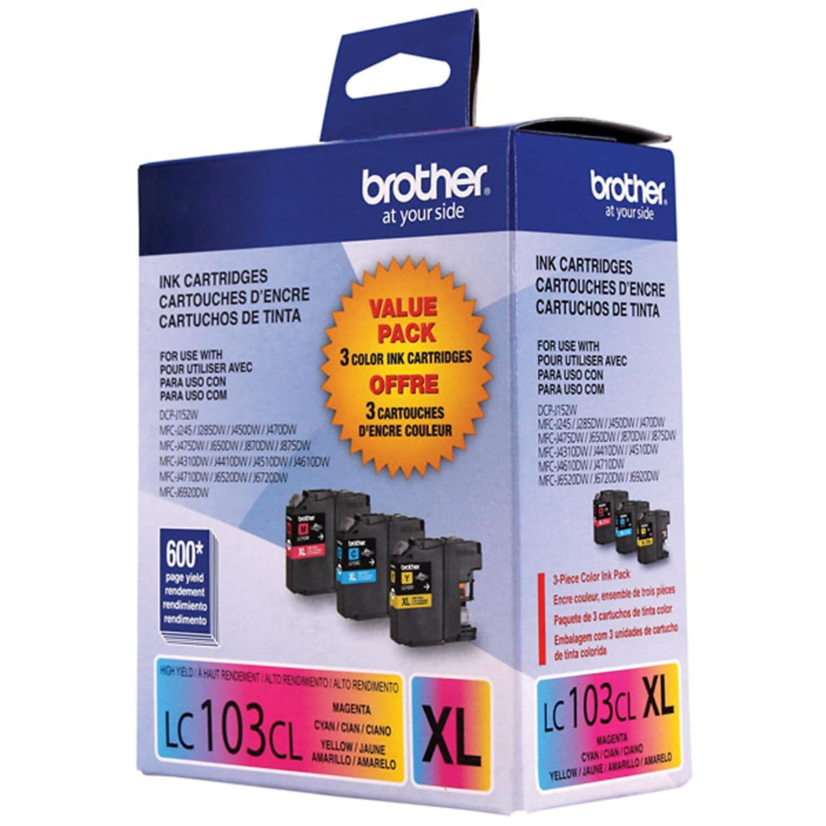 Brother LC1033PKS High Yield Colour Ink Cartridges, 3-Pack