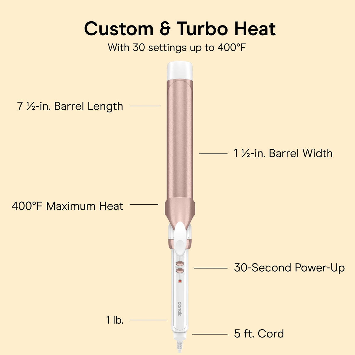 Conair Ceramic Long Barrel XL Curling Iron, 1-1/2"