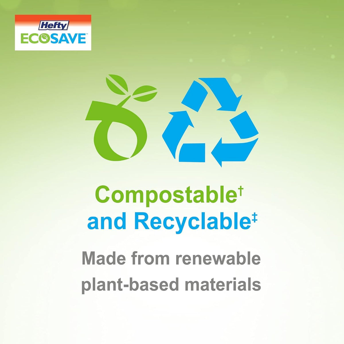 Hefty Ecosave Compostable Paper Plates, 10 Inch, 80 Count