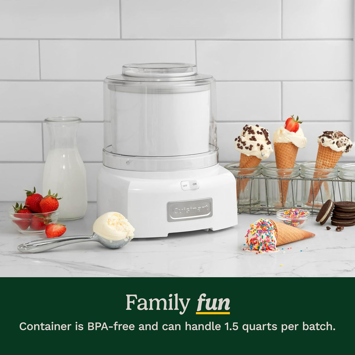 Cuisinart Ice Cream Maker, 1.5 Quart, White, ICE-21C