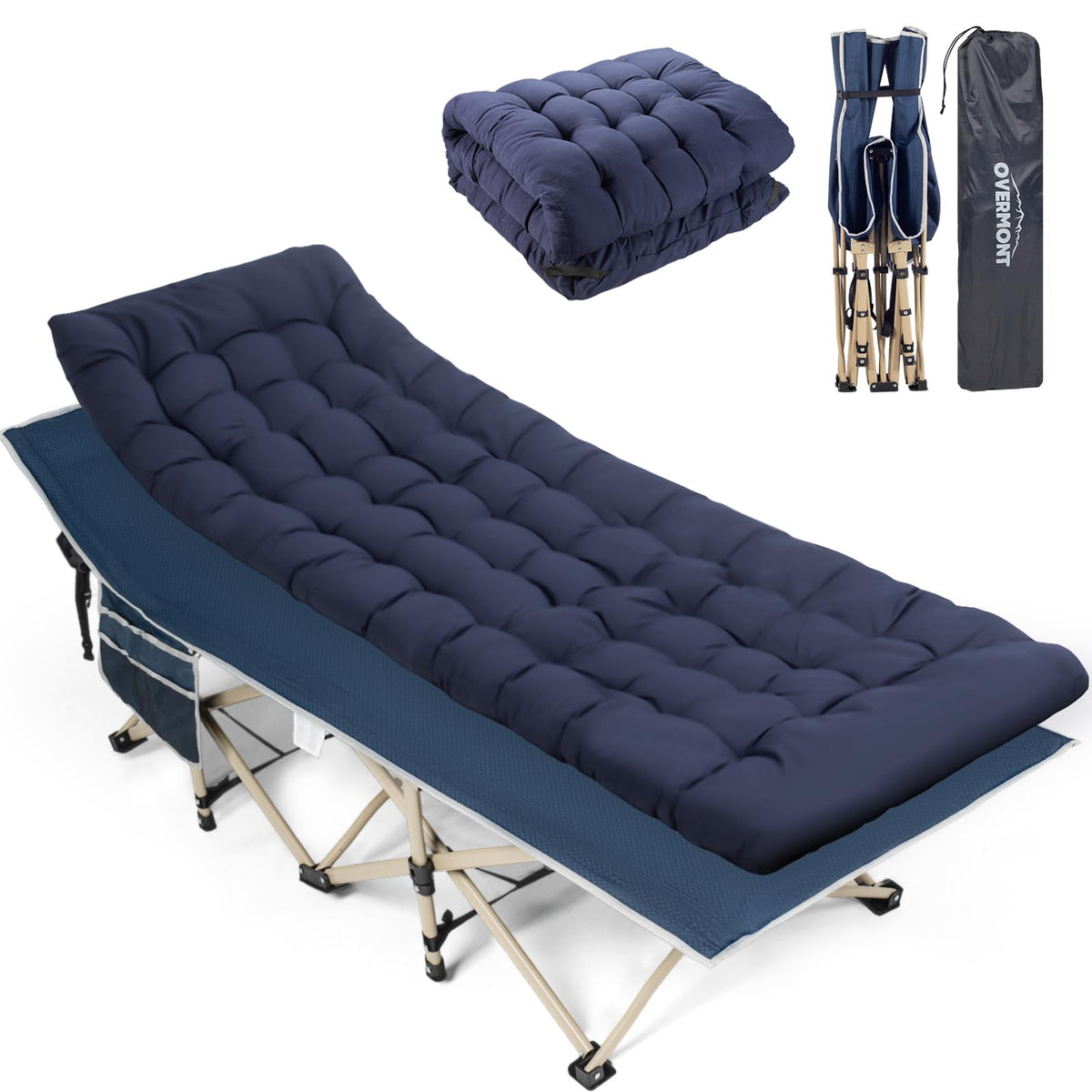 Overmont Folding Camping Cot with Cushion, 28 in Extra Wide