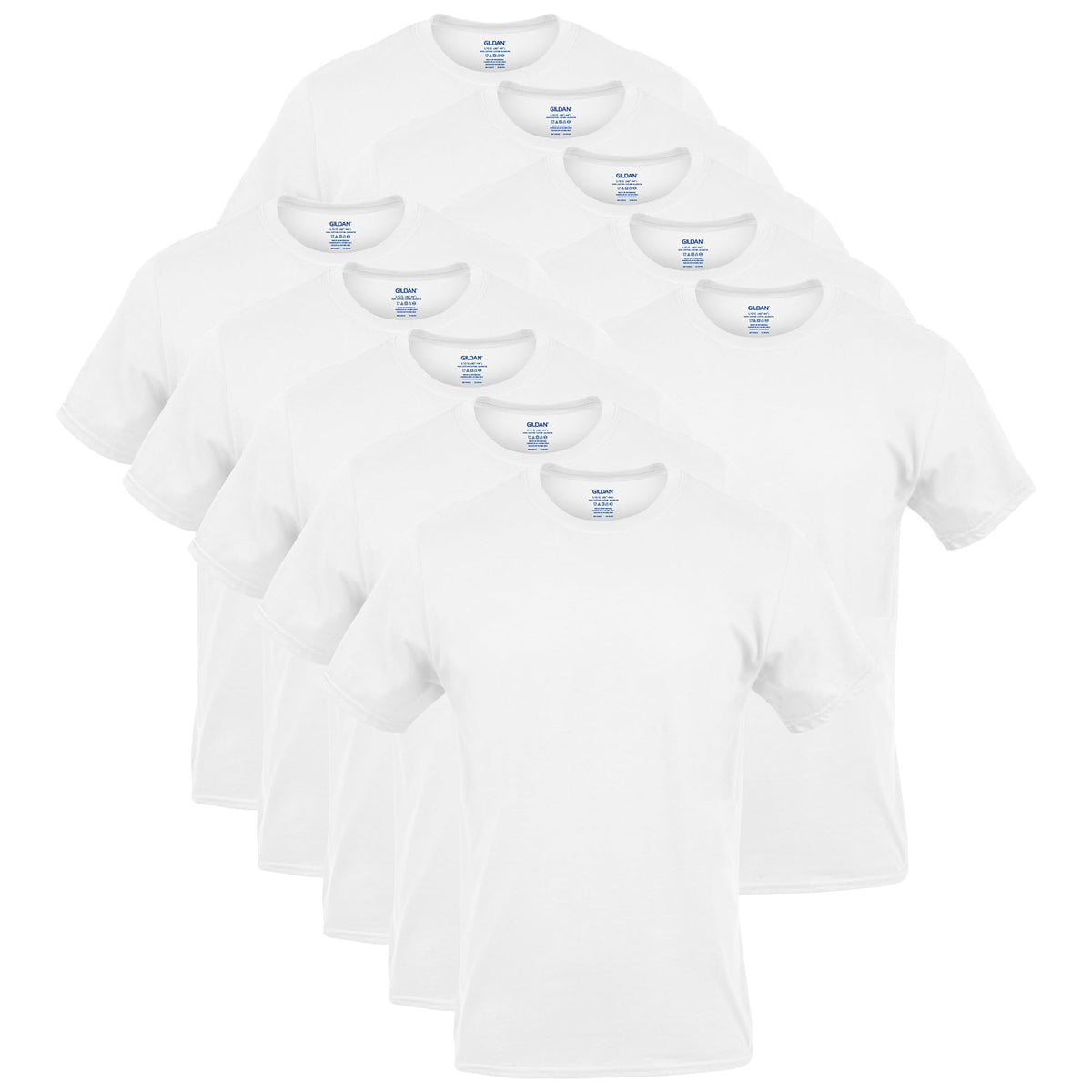 Gildan Platinum Men's Crew T-Shirts, White, 6-Pack, Small