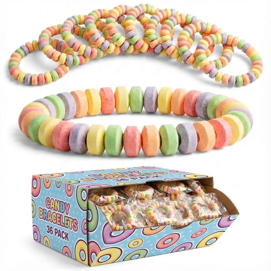 Bulk Candy Bracelets, 2.5 Inch, 36-Pack
