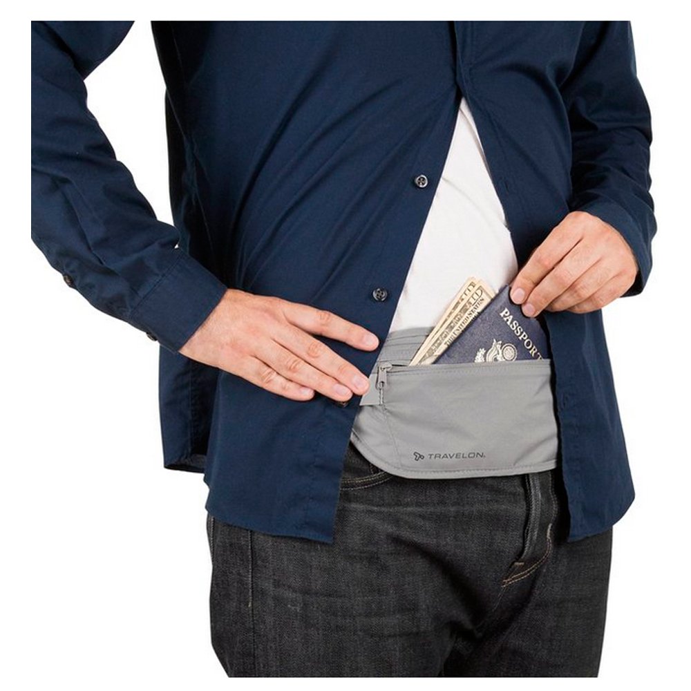 Travelon Undergarment Waist Pouch Travel Wallet, Gray