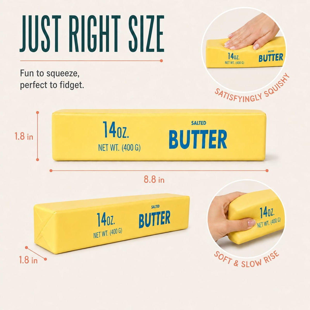 Butter Squishy Jumbo Slow Rising Sensory Fidget Toy, Yellow, Large