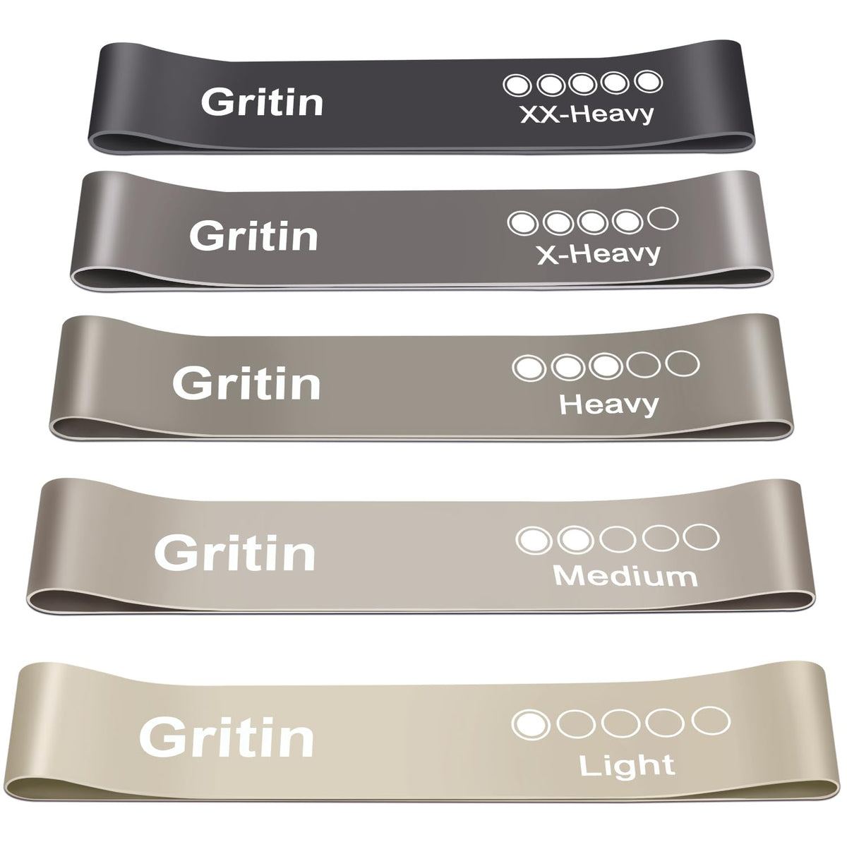 Gritin Resistance Exercise Bands, Set of 5