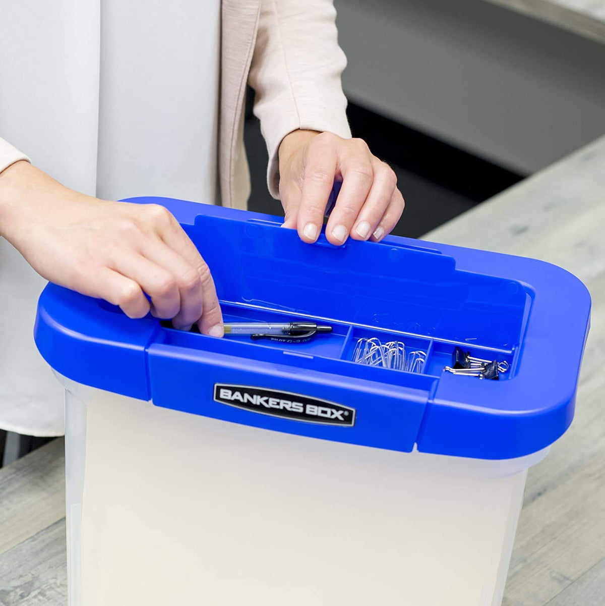 Bankers Box Heavy Duty Plastic File Box, Letter, 1 Pack, 0086304