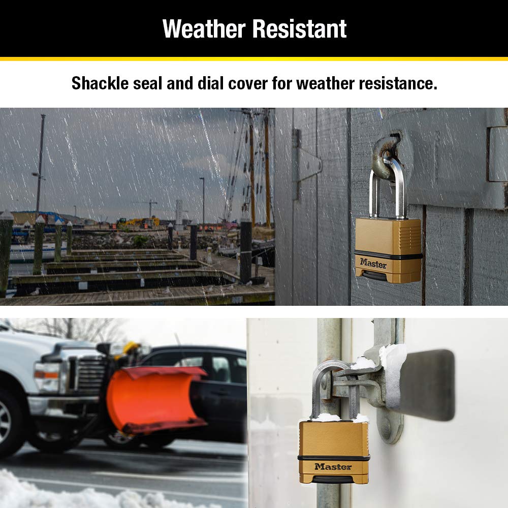 Master Lock Gold Outdoor Combination Padlock, M175LFEC2, 2 Pack