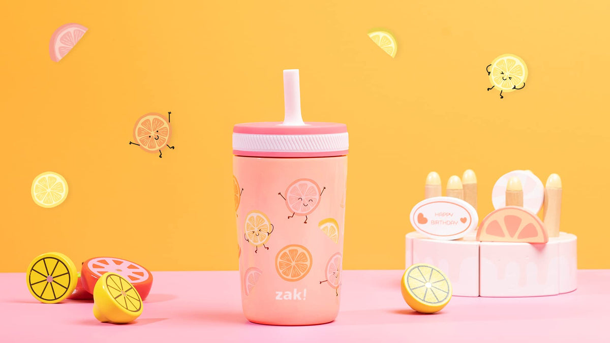 Zak Designs Happy Fruit Kelso 12oz Stainless Steel Toddler Cup