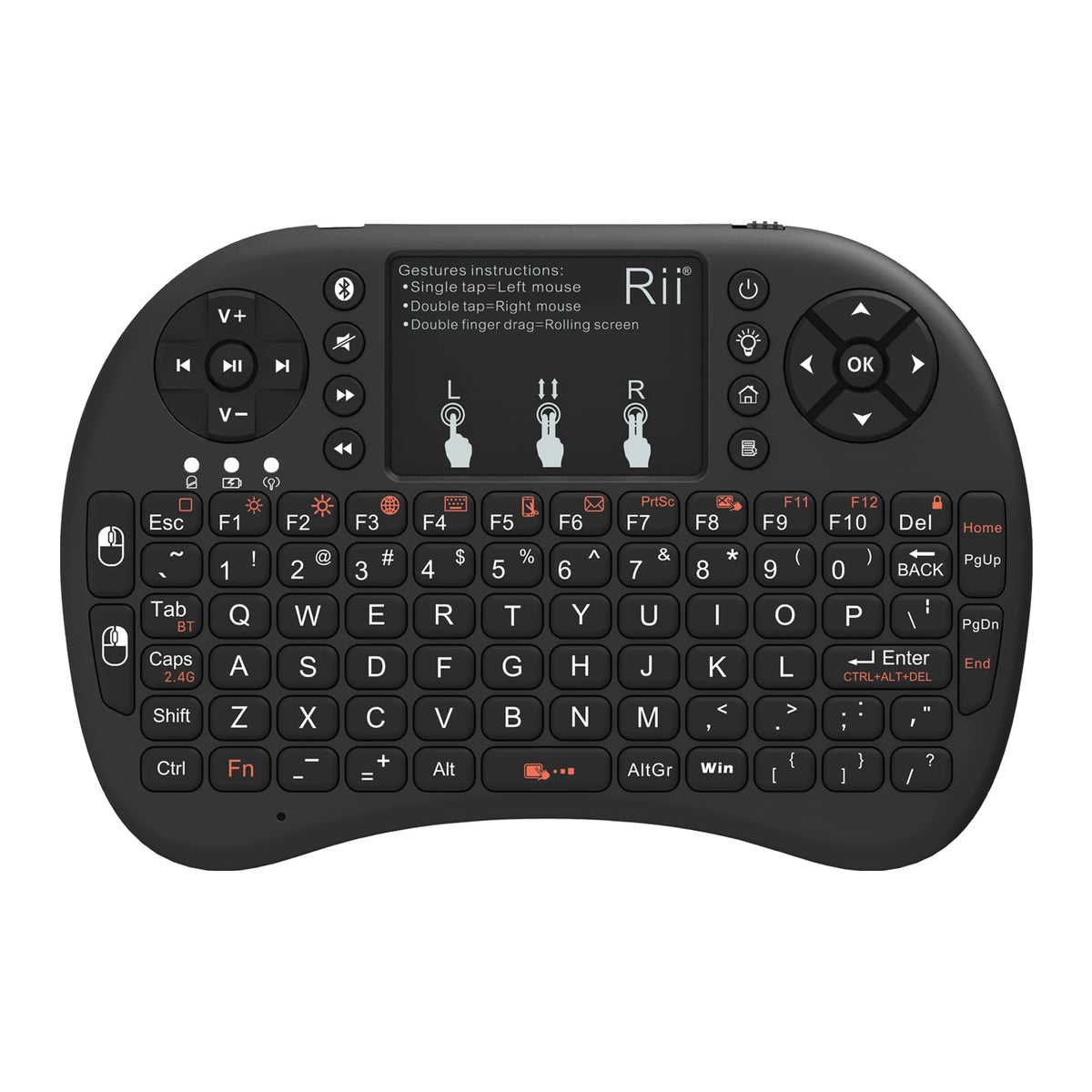 Rii i8+ Mini Wireless Bluetooth Keyboard with Touchpad, LED Backlit