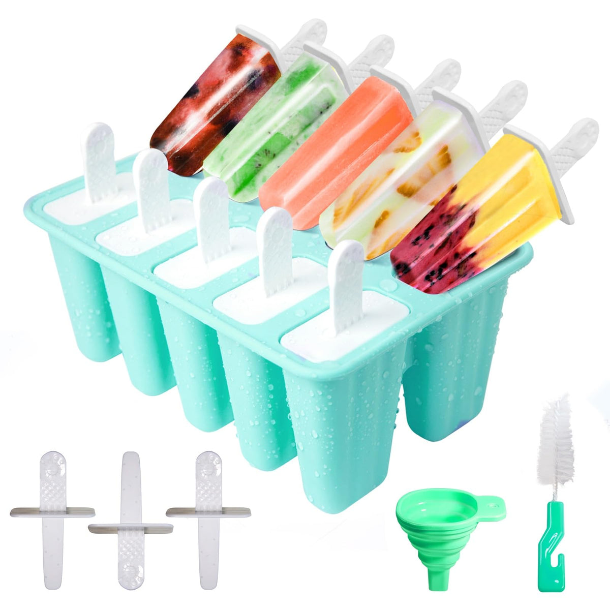 Silicone Popsicle Molds with Sticks, 10 Cells