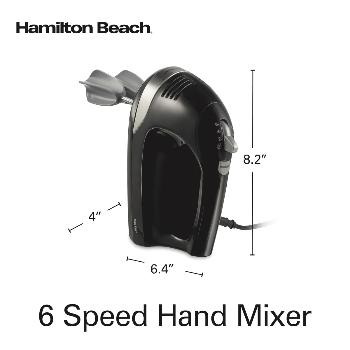 Hamilton Beach 6-Speed Electric Hand Mixer, 275W, Black (62639C)