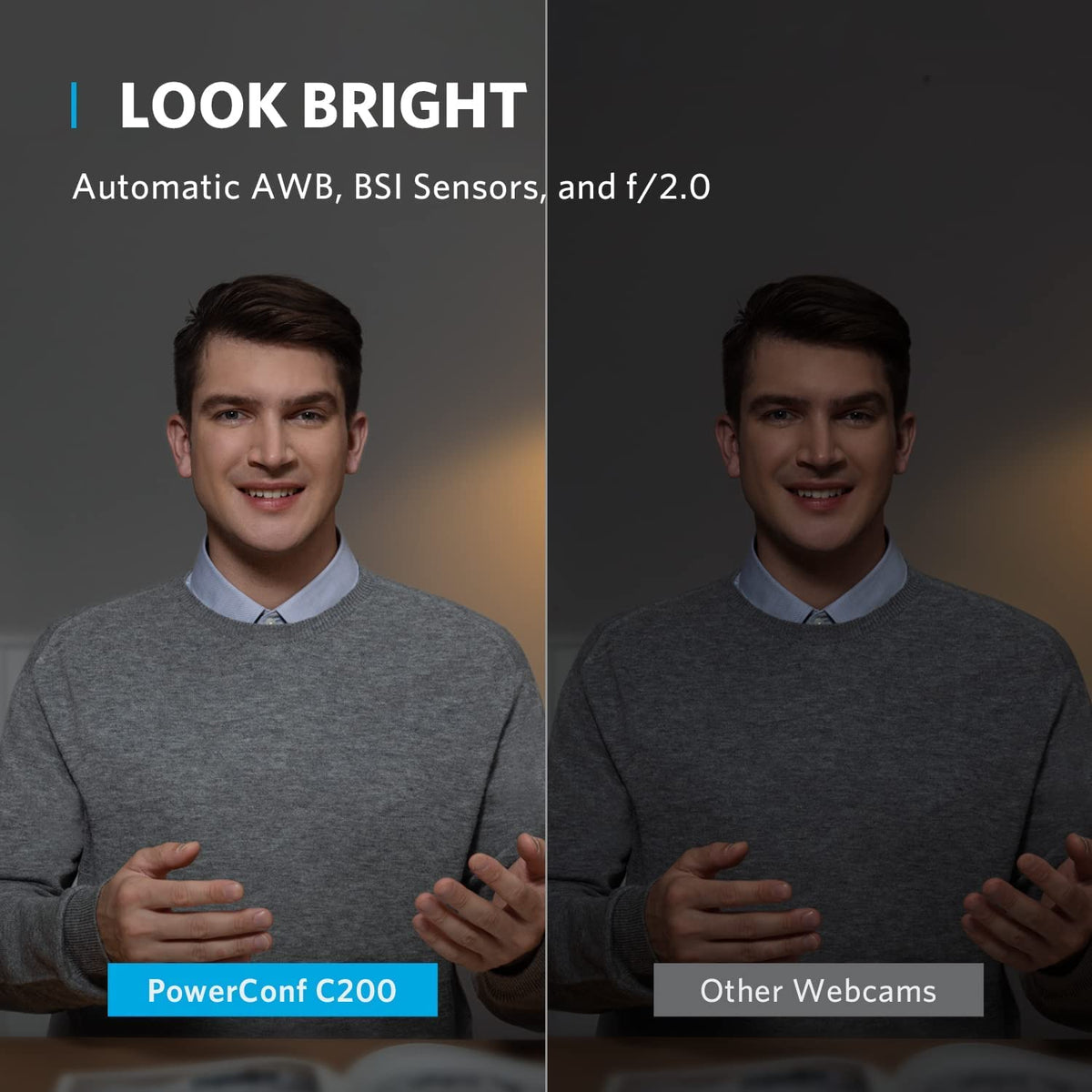 Anker PowerConf C200 2K Webcam, AI Noise Canceling Mic