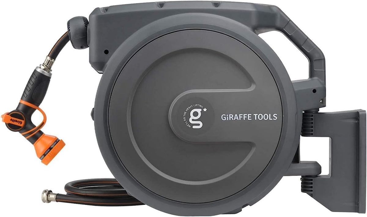 Giraffe Tools AW30 Retractable Hose Reel, 100 ft, Dark Grey