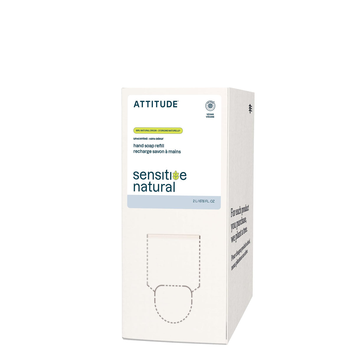 Attitude Gentle Hand Soap for Sensitive Skin, Unscented, 2 L Refill