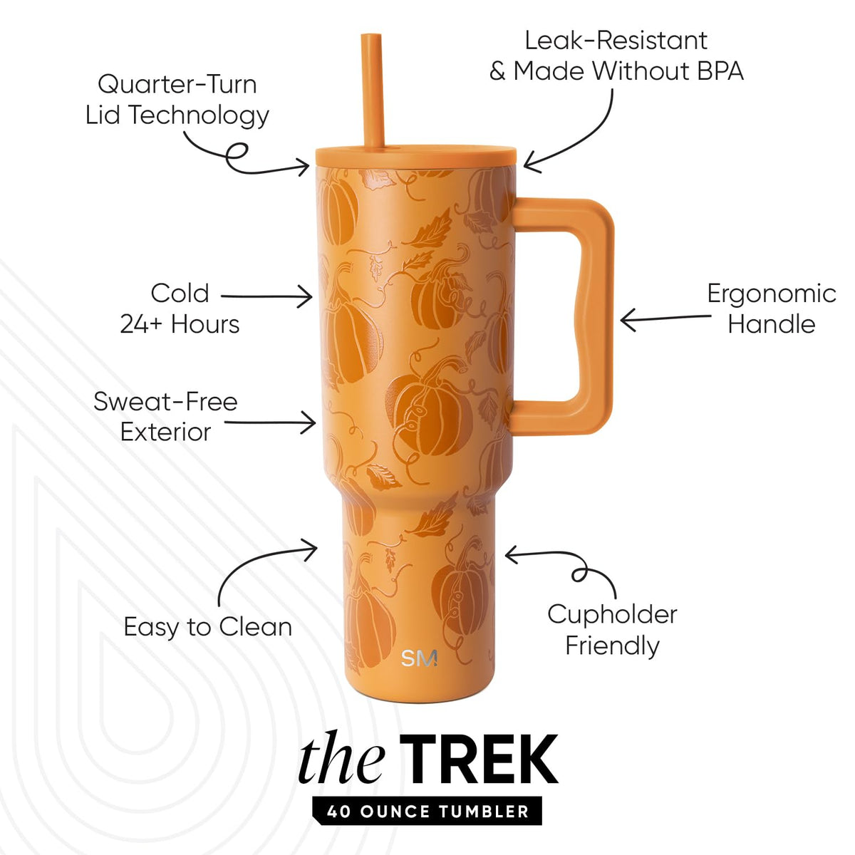 Simple Modern Halloween Tumbler with Handle, 40 oz, Pumpkin