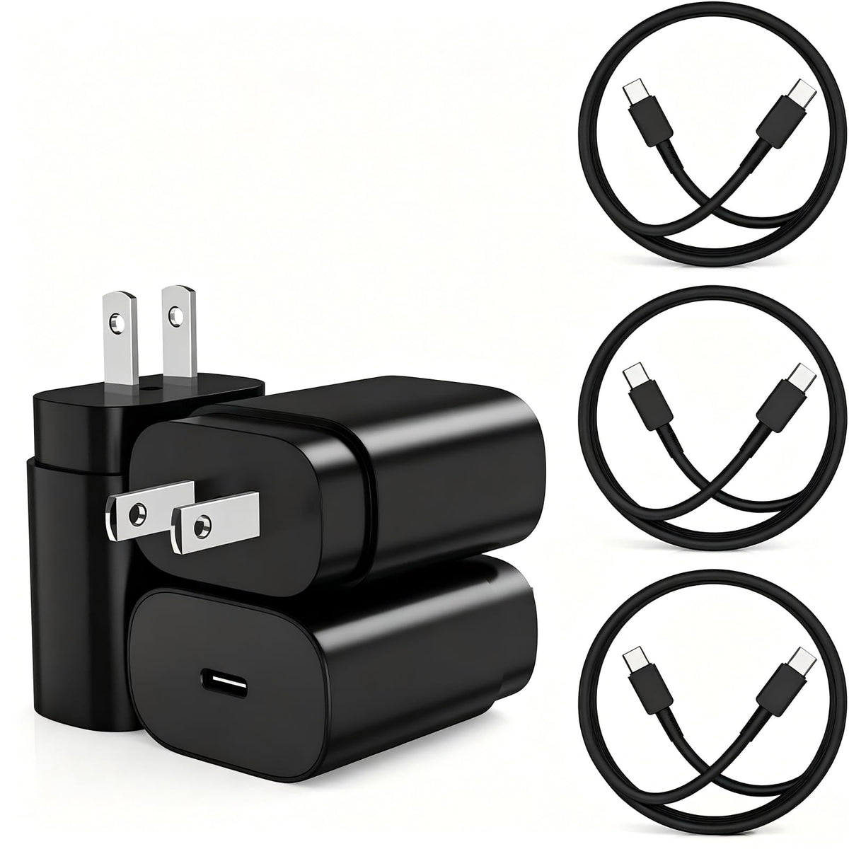 USB C Charger for Samsung Galaxy, 25W, 3 Pack, 6+6+10FT Cables