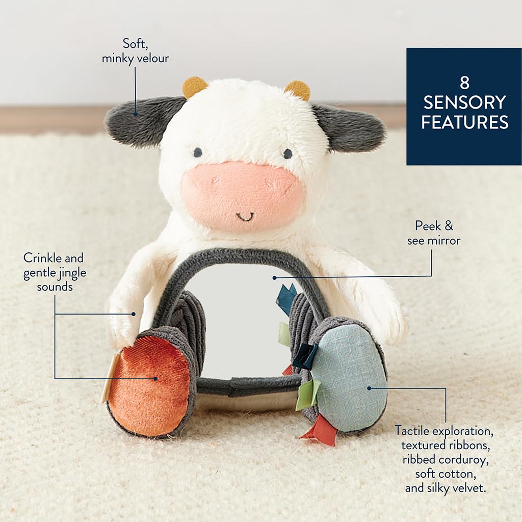 Itzy Ritzy Sensory Tummy Time Mirror Toy, Cow