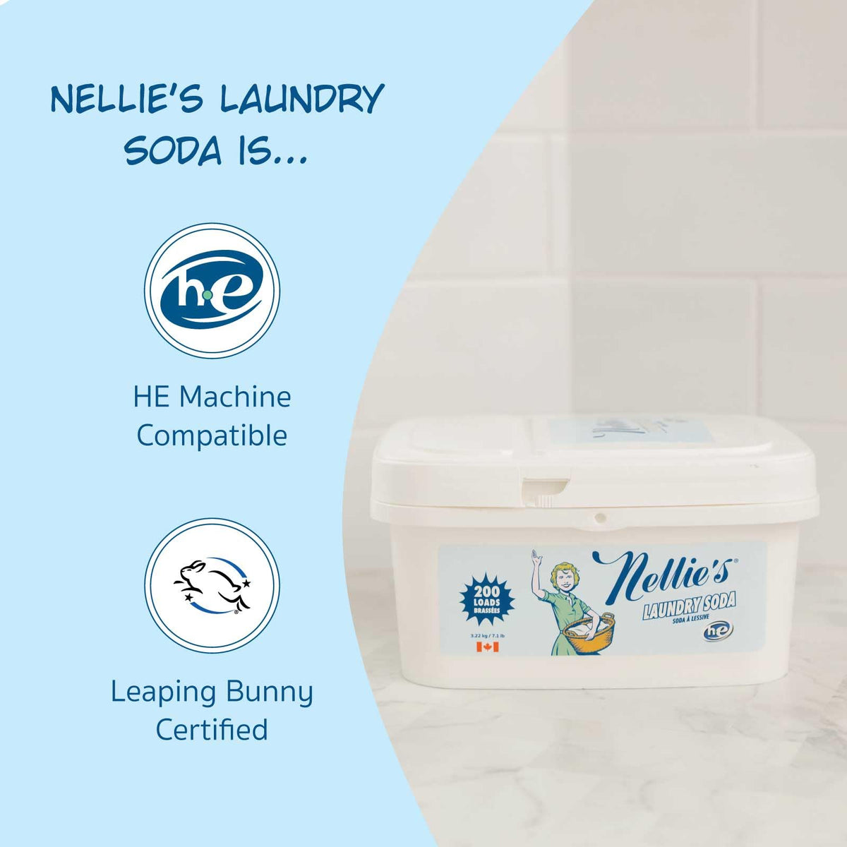 Nellie's Laundry Soda Fragrance-Free Powder Detergent, 200 Loads