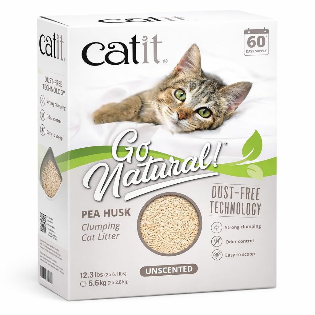 Catit Go Natural Pea Husk Clumping Cat Litter, Unscented, 5.6 kg
