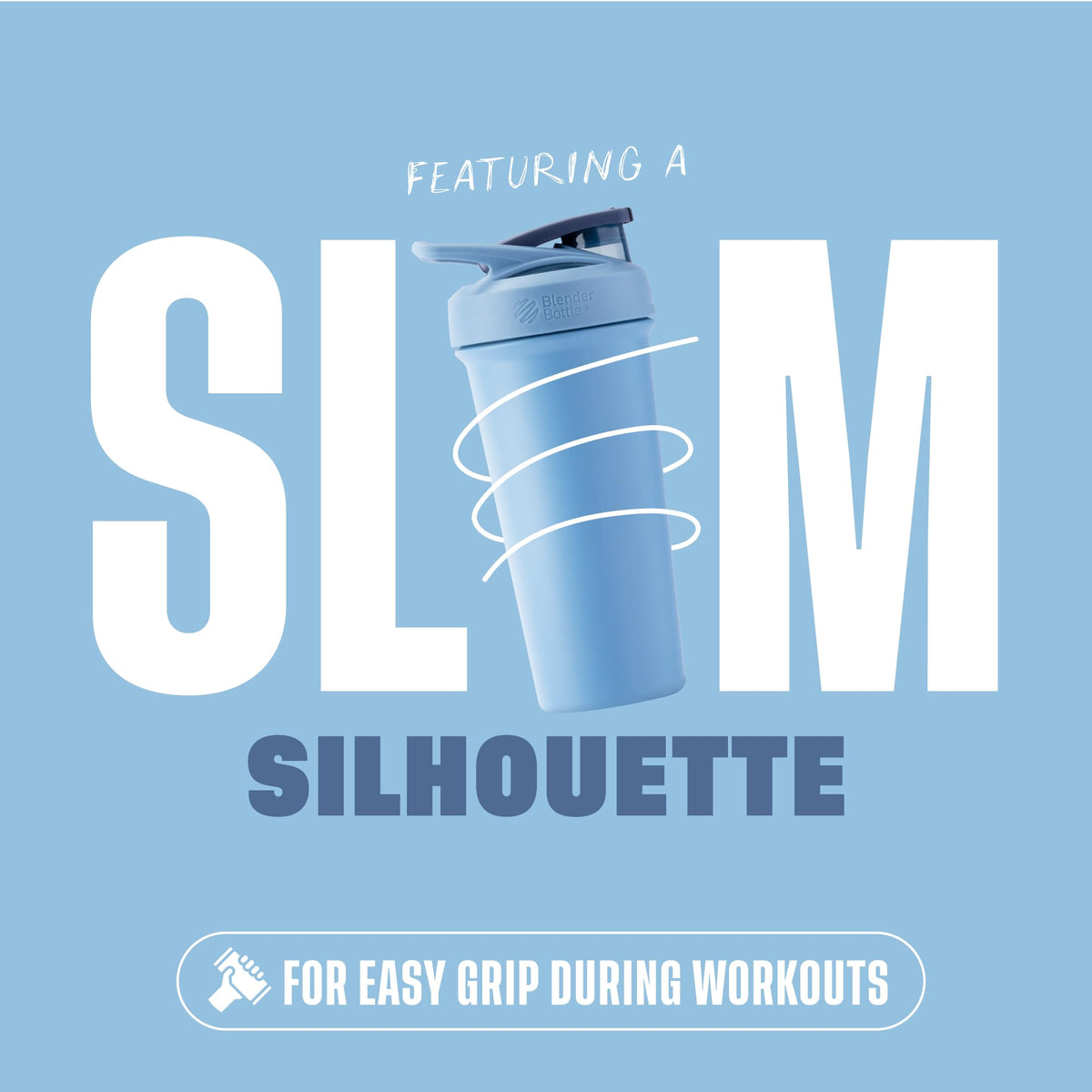 BlenderBottle Strada Sleek Insulated Bottle, 25 oz, Dusty Blue